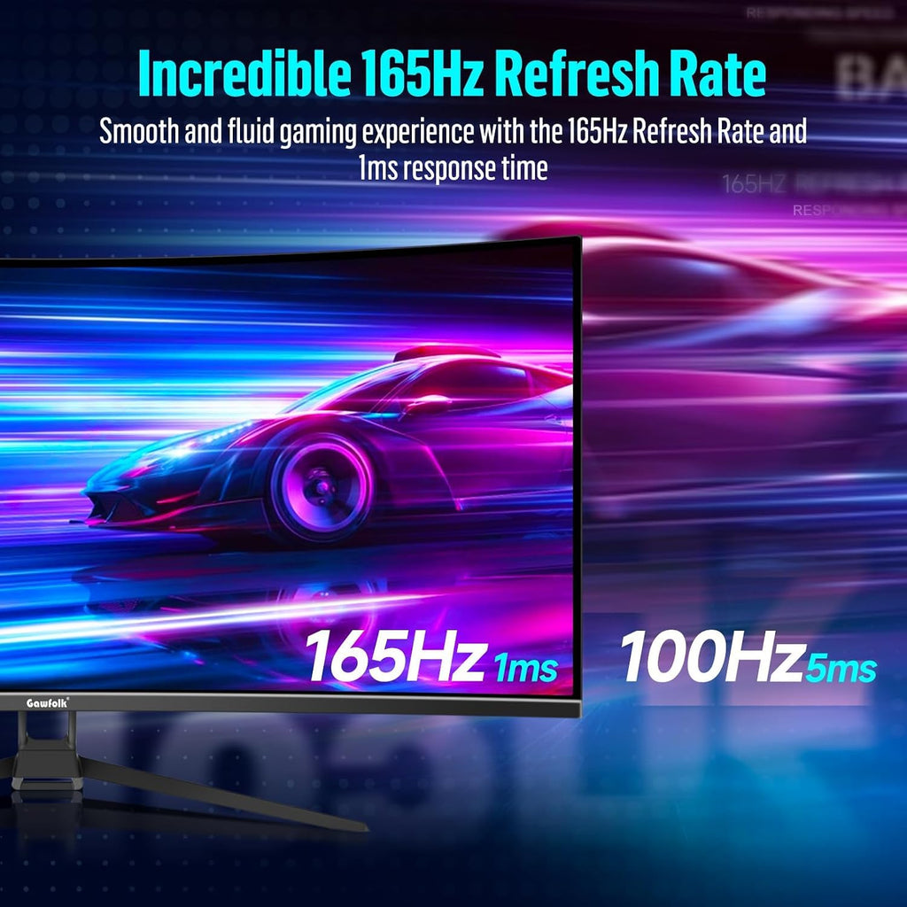 Gawfolk 34 Inch Ultrawide Curved Gaming Monitor, 21:9 WQHD 3440x1440 165Hz Curved 1500R Computer Monitor PIP/PBP,1ms(MPRT) 127% sRGB,HDMI & DP,Tilt Adjustable,Panoramic for Office & Immersive Gaming