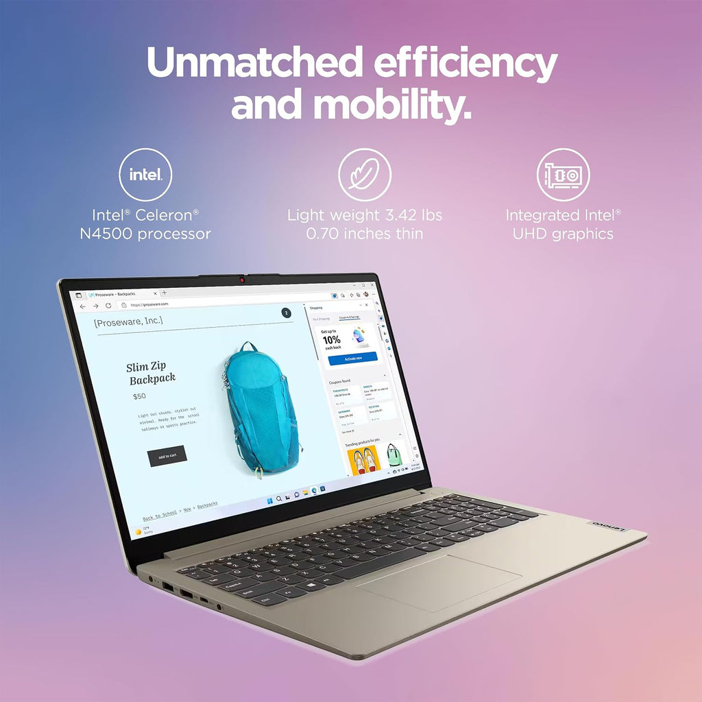 Lenovo IdeaPad Laptop Computer 2025, 15.6' Display, 8GB RAM, 884GB Storage (256GB SSD + 128GB eMMC + 500GB Ext), Intel Dual Core Processor, Long Battery, MarxsolAccessory, 1 Year Office 365, Win 11