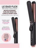 L'ANGE HAIR Le Duo Flex 360° Airflow Titanium Styler | Curling Iron with Adjustable Settings Creates Waves | Air Flow Styler Enhances Volume Locks | Dual Voltage Tool for All Hair Types (Black)