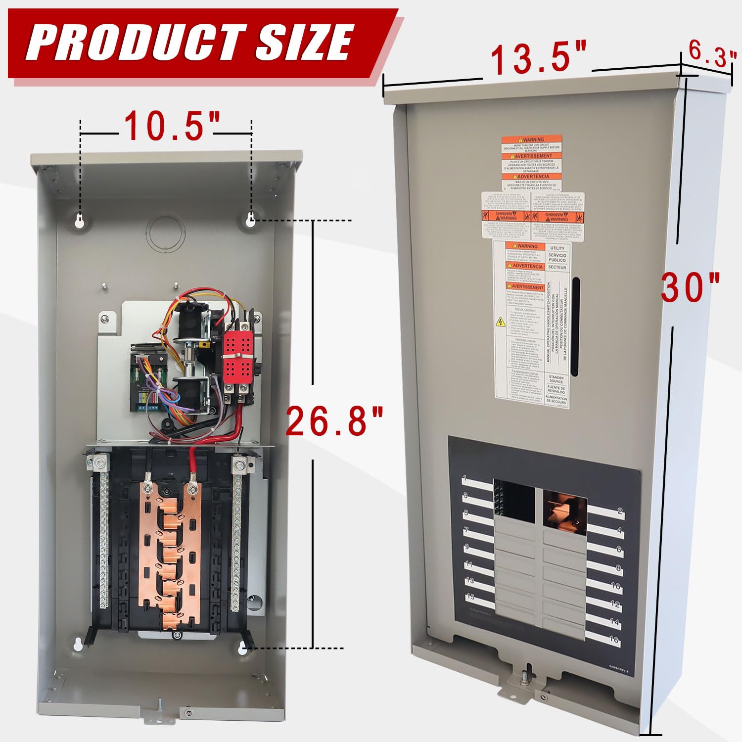 100 Amp Automatic Transfer Switch Replacement for Generac RXG16EZA3 for Indoor and Outdoor Use, 16-Circuit, NEMA 3R Aluminum Enclosure