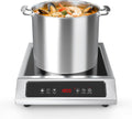 1800W Commercial Induction Cooktop, 120V Stainless Steel Electric Countertop Burner with Digital Touch Panel, 3-Hour Timer - Portable Hot Plate for Restaurant, RV or Food Truck