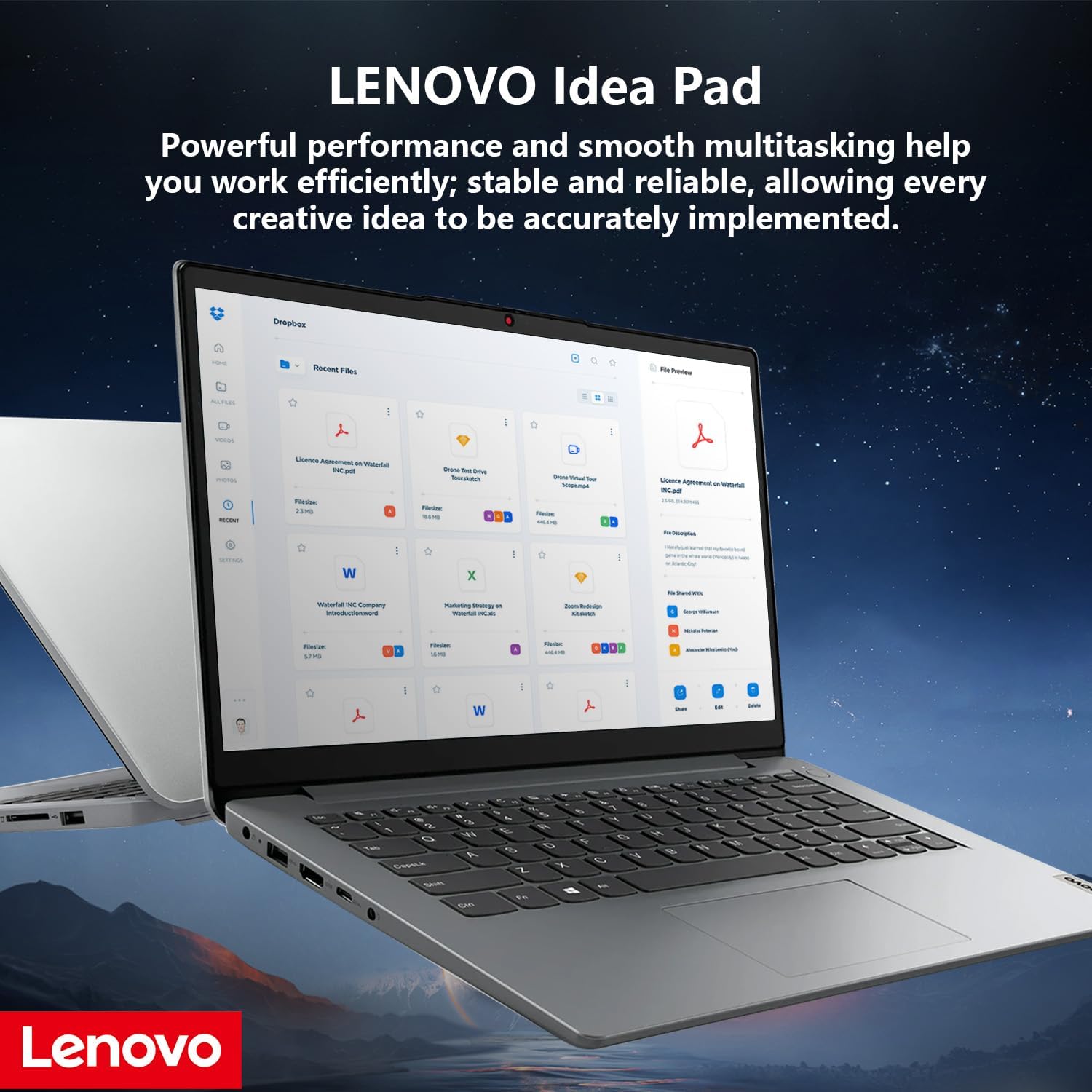 Lenovo IdeaPad 1 Everyday Laptop, 14' HD Display, 8GB RAM, 384GB Storage(128GB eMMC + 256GB PCIe), 1 Yr Office 365 Included, Intel Core Processor, Win 11 Home, Bundle with Thunderobot Wireless Mouse