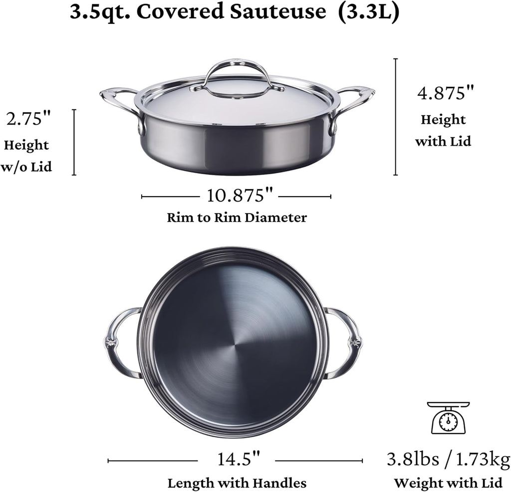 Hestan - NanoBond Collection - Stainless Steel Titanium Sauteuse, Induction Cooktop Compatible, 3.5 Quart
