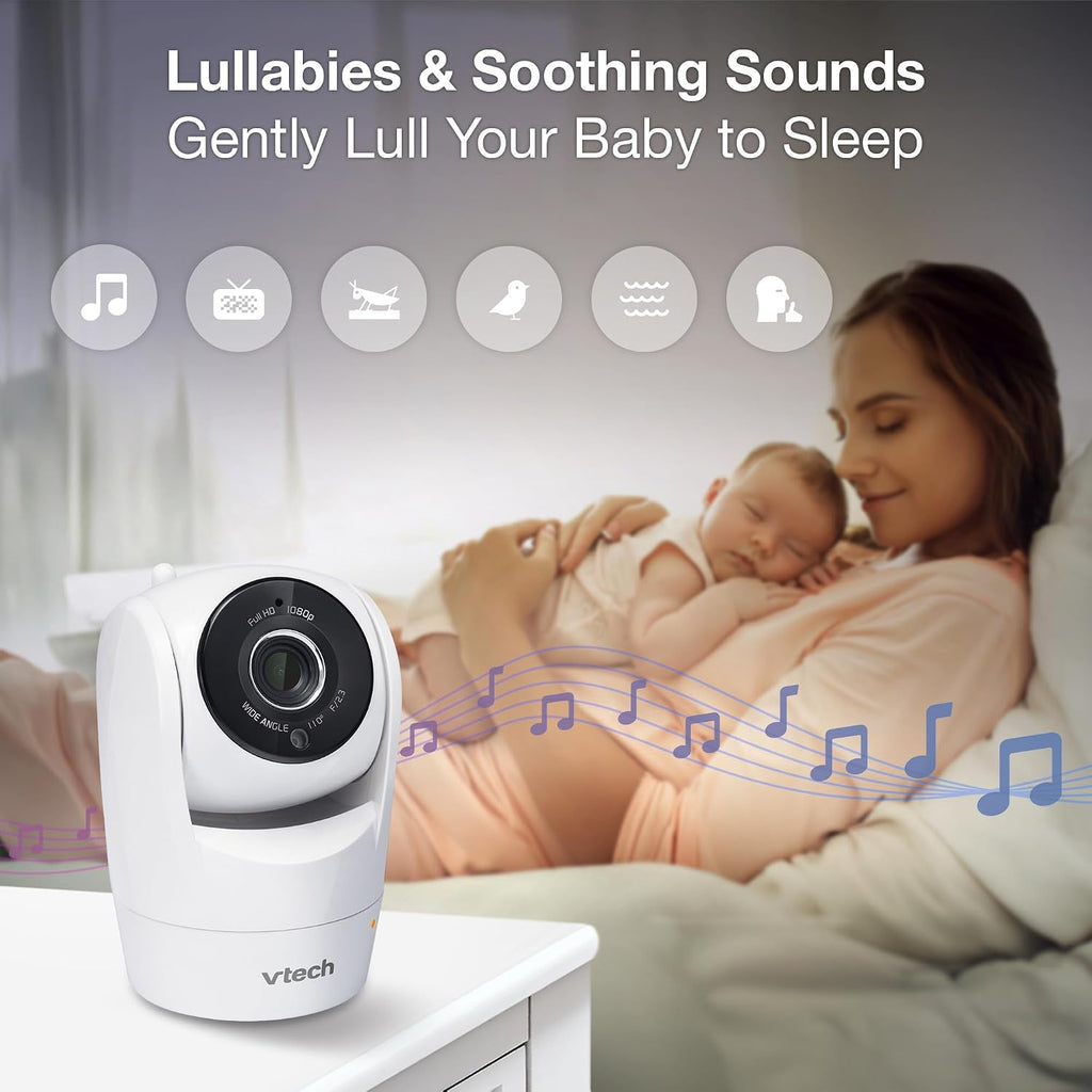 VTech 2-Cameras Smart WiFi Baby Monitor with 1080p FHD Camera and 5' HD IPS Screen, Free App with Motion Video, Sound/Motion Detection and Notifications, Split-Screen, Pan-Tilt-Zoom: VM901-2HD