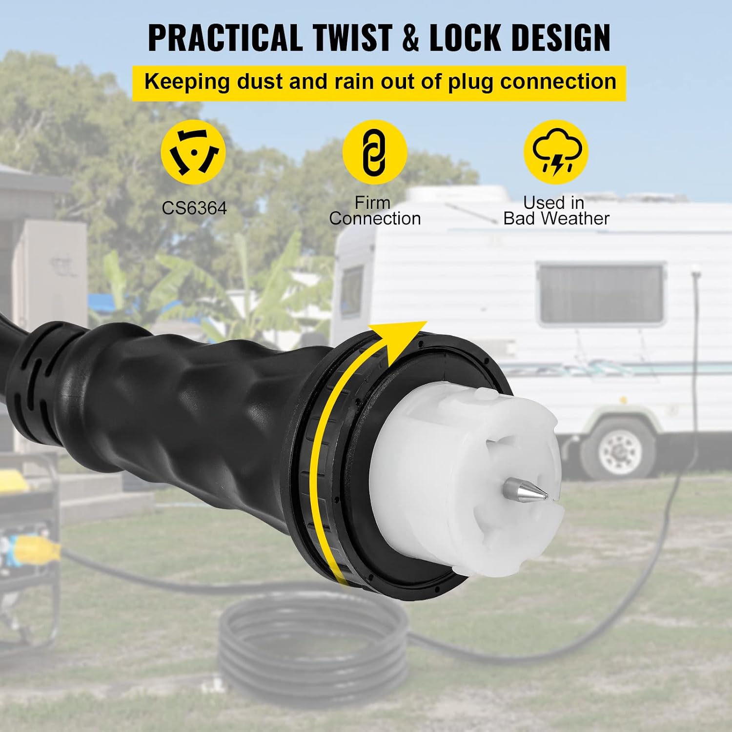 VEVOR 30 FT 50 Amp Generator Extension Cord STW 6/3 + 8/1, 125V 250V Generator Power Cord N14-50P & SS2-50R & CS6364 Twist Lock Connectors