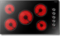 36 Inch Electric Cooktop 5 burner Karienvir, 8900W Built-in Electric Stove Top, Cooktop 36' with Double-ring Burner, Knob & Touch Control, 9 Power Levels, Timer, Safety Lock, 220V-240V Hard Wire