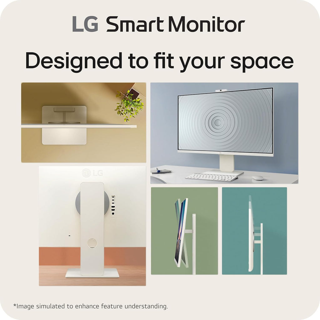 LG 32SR85U-W Smart Monitor 32-inch 4K UHD (3840x2160), IPS Display, webOS 23, USB Type-C 90W PD, Built-in FHD Webcam & Speaker, HDR 10, AirPlay 2, Screen Share, Bluetooth, White