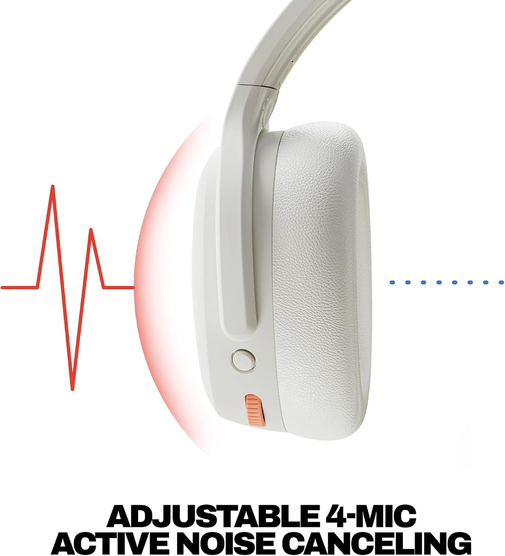 Skullcandy Crusher ANC 2 Wireless Over-Ear Bluetooth Headphones with Multi-Sensory Bass, Active Noise Cancelling, Up to 60 Hours Battery, Microphone for iPhone Android - Bone