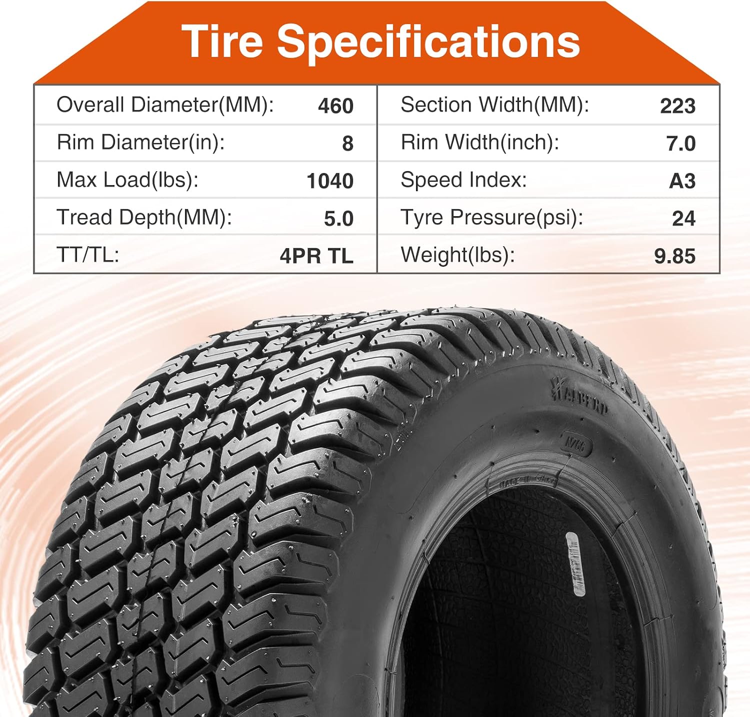 HALBERD Set of 2 18x9.50-8 Lawn Mower Tires 4PR Tractor Tires Great Traction for Garden Tractors Riding Mower Golf Cart Excavators