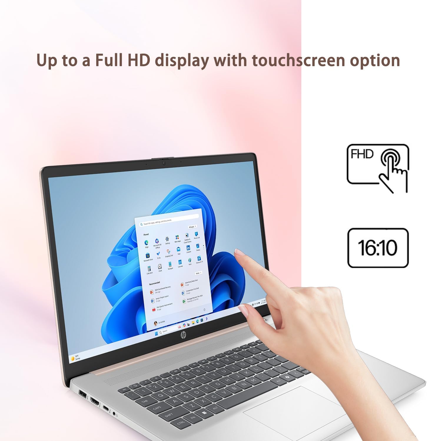 HP Essential Daily Traditional Laptop, 17.3' FHD Display, Intel Core i7-1355U, 16GB RAM, 1TB SSD, Backlit Keyboard, Numeric Keypad, Fingerprint Reader, Webcam, HDMI, Wi-Fi 6, Windows 11 Pro, Rose
