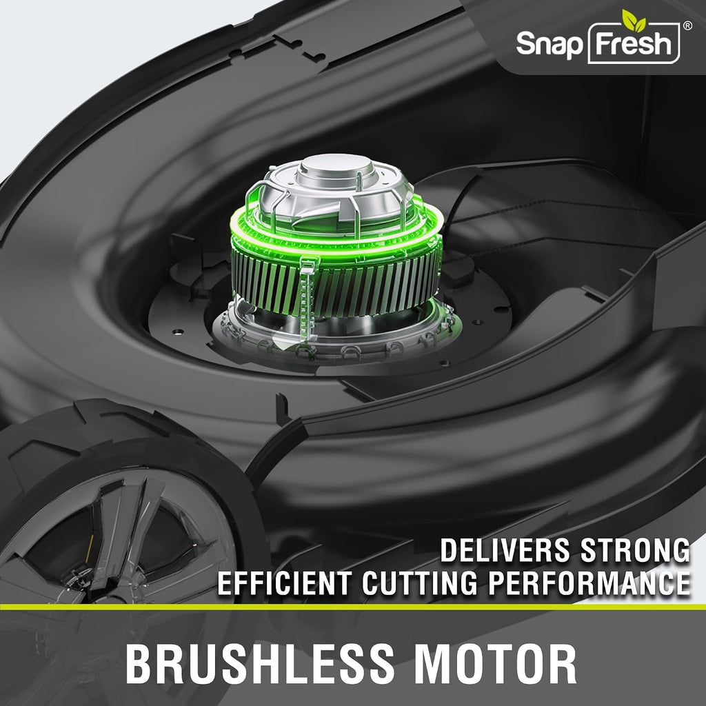 SnapFresh 40V 17' Brushless Lawn Mower – 2 x 5.0Ah Batteries Electric Cordless Push Mower with Fast Charger, 6-Level Height Adjustment, 45L Grass Bag, Lightweight Battery Powered Mower
