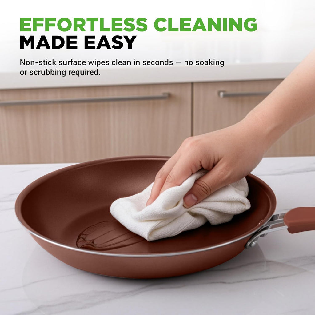 NutriChef 20 Piece Professional Home Kitchen Cookware and Bakeware, Pots and Pans Set Non Stick Kitchenware, Cool-Touch Handles, Safe for Gas, Electric, Induction Cooktops, Easy Clean, Brown