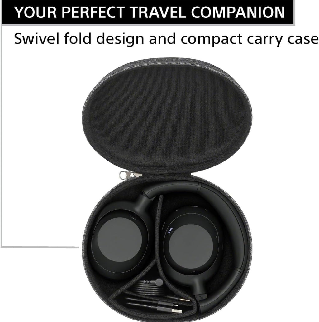 Sony ULT WEAR Noise Canceling Wireless Headphones with Alexa Built-in, Massive Bass and Comfortable Design, Black WHULT900N/B Bundle with 2 YR Enhanced Protection Pack and Wooden Headphone Stand