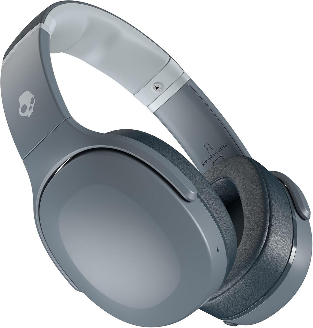 Skullcandy Crusher Evo Wireless Bluetooth Headphones with Extra USB-C Charging Cable, Multi-Sensory Bass, Noise Isolating Over-Ear Fit, 40 Hours Battery, Microphone for iPhone Android - Chill Grey