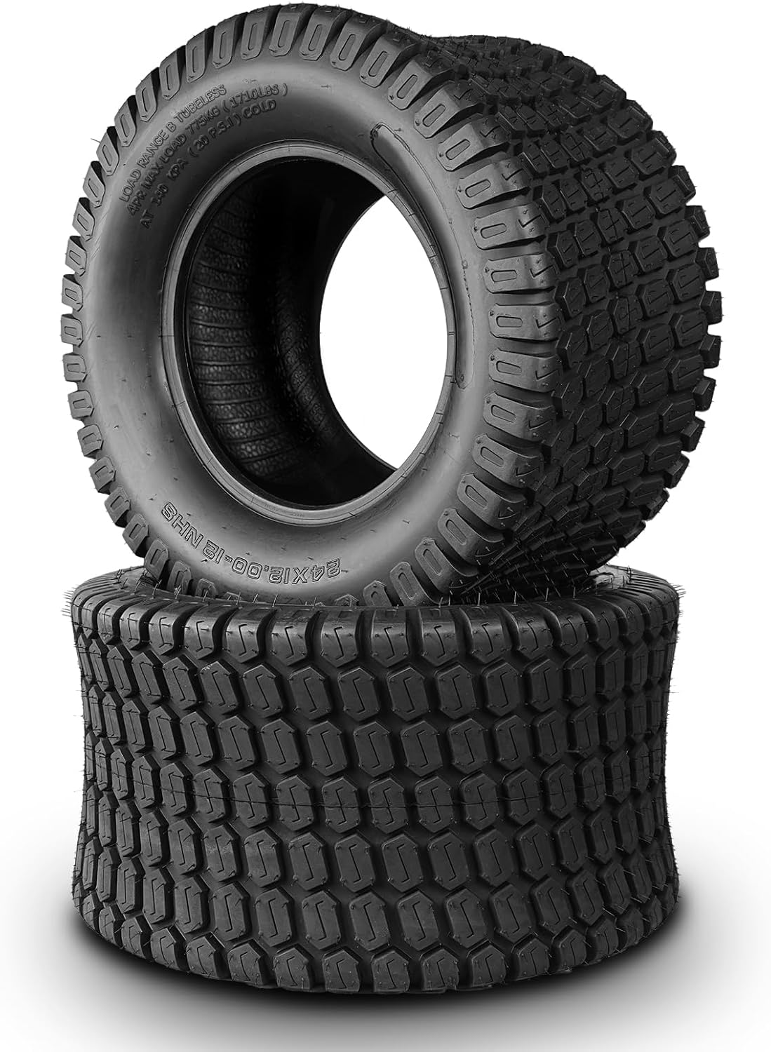 TRIPOWER 24x12.00-12 24x12x12 Lawn Mower Tires, Set of 2, 4PR Tubeless NHS Turf Tires for Riding Mowers and Lawn & Garden Tractors, Tire Only, Rim Not Included