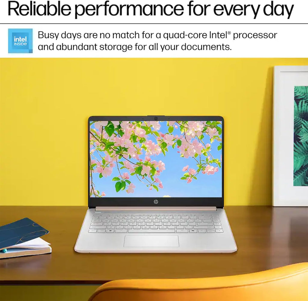 HP 14' HD Student Business Laptop, Intel Quad-Core N150, 8GB RAM, 192GB Storage, (128GB eMMC+64GB SD Card), 1 Year Office 365, Slim Design, Webcam, HDMI, Bluetooth, WiFi, Win 11, Rose Gold