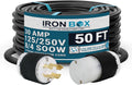 IronBox Electric - Heavy-Duty NEMA L14-30 Generator Extension Cord - L14-30P Plug to L14-30R Connector - Rated for 30 Amps 125/250V 8/4 SOOW 4 Prong Generator Cord - Power Cable for Generators(50 ft)