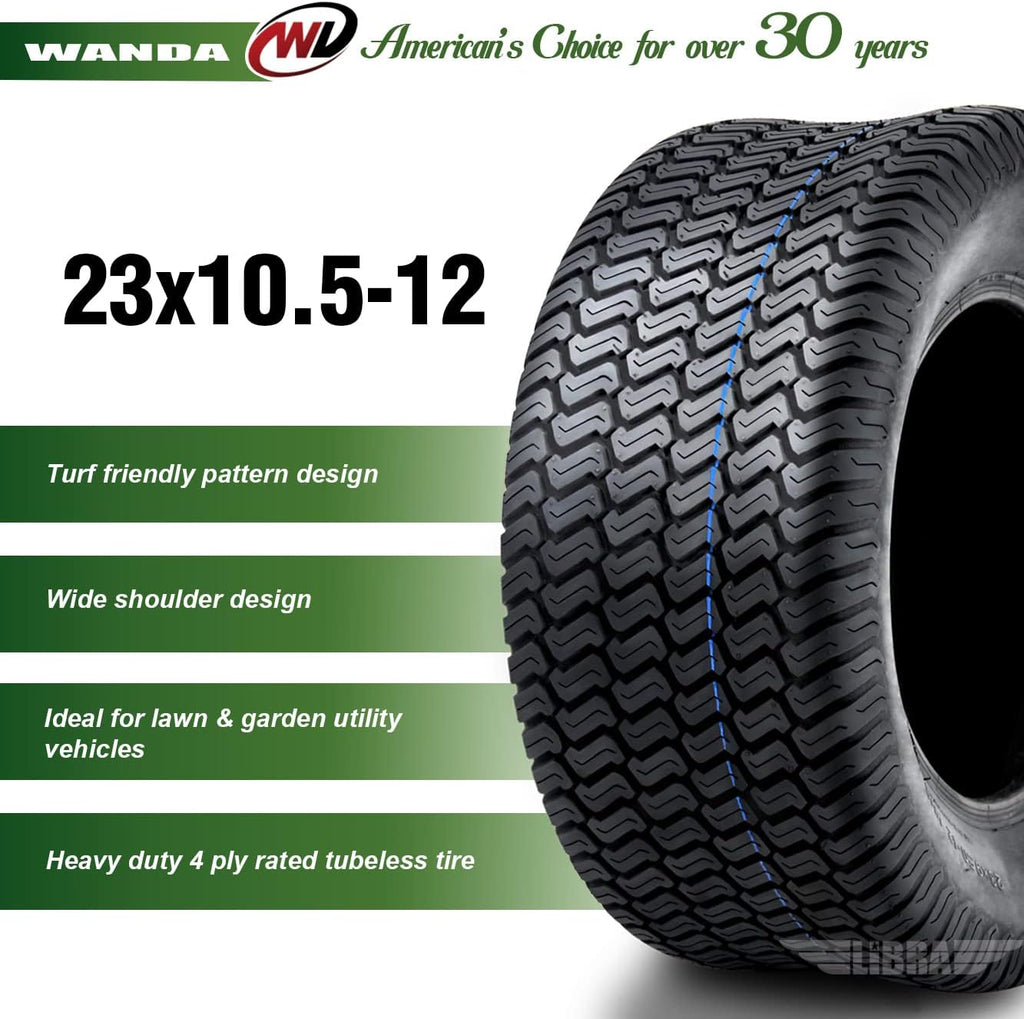 WANDA Set 2 23x10.5-12 Lawn Mower Cart Turf Tires P332 /4 ply - 13049