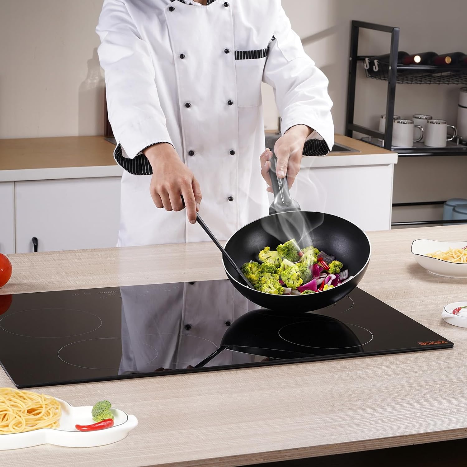 VEVOR Electric Stove Top 30inch 4 Burners Electric Cooktop,9 Power Levels & Sensor Touch Control,Easy to Clean Ceramic Glass Surface,Child Safety Lock,240V