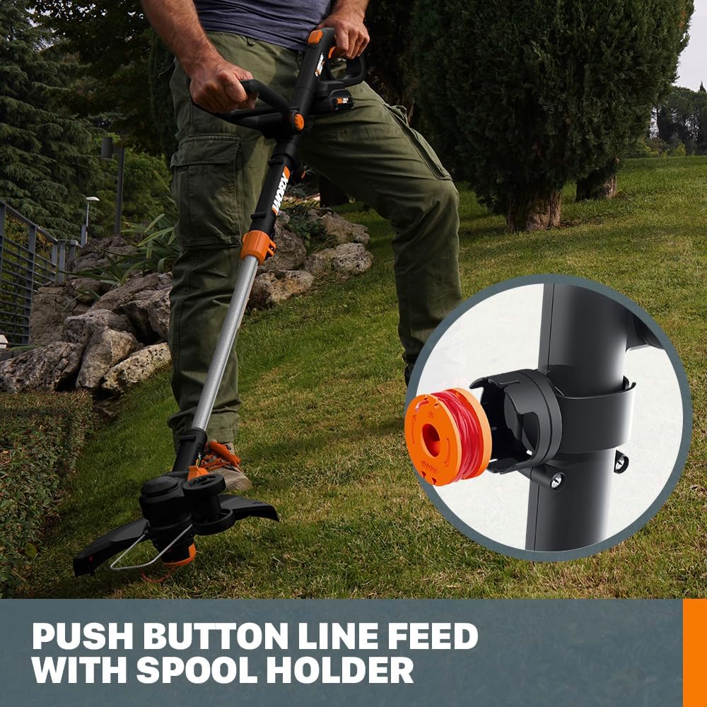 Worx 3 in 1 Cordless String Trimmer/Lawn Edger/Mini Mower, 12' Electric Weed Wacker with Command Feed, 20V Weed Eater with 5.5 LBS, 4.0 Ah Battery & Charger Included, WG170.3