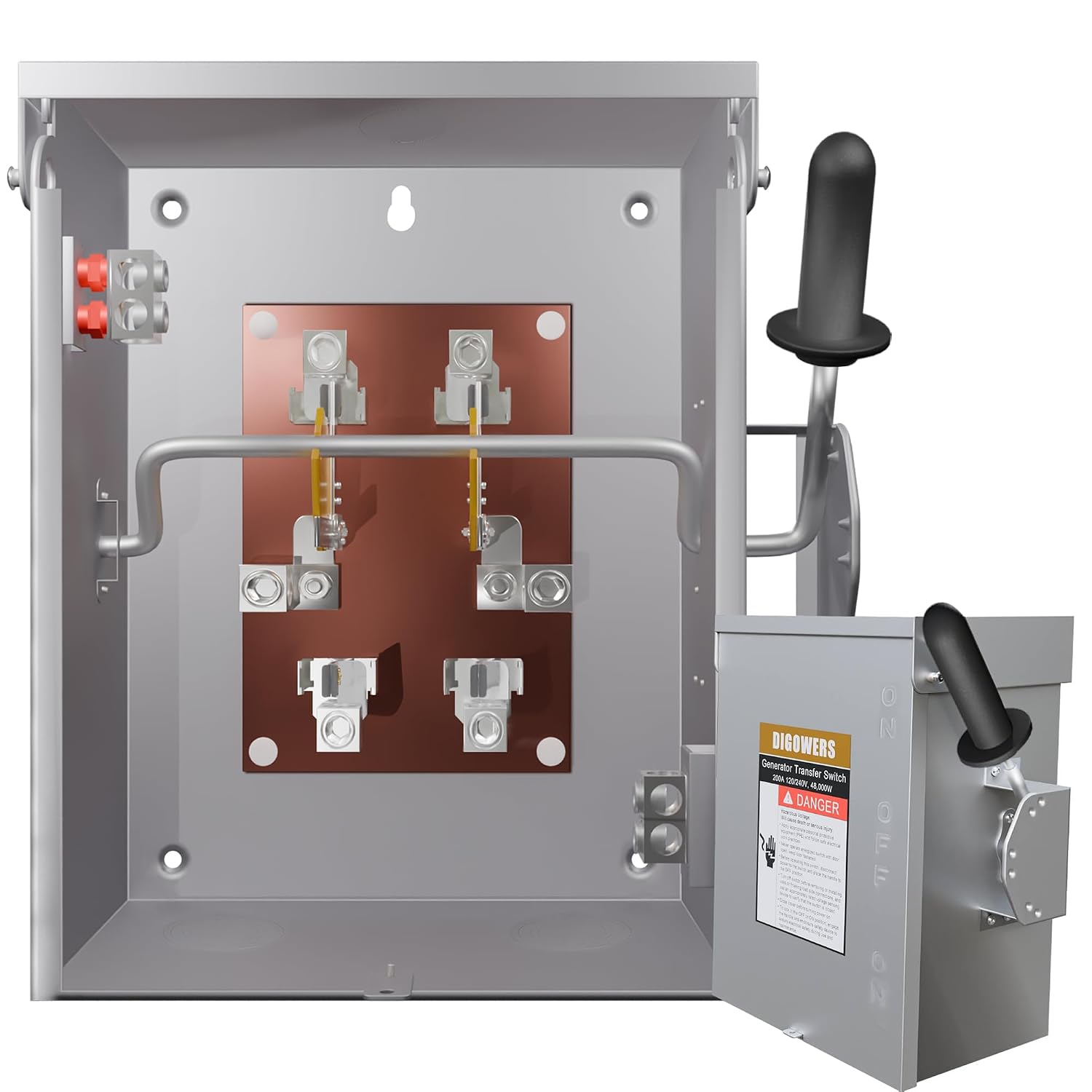 Upgraded 200 Amp Generator Transfer Switch, Manual Transfer Switch 2 Pole 4 Wires, 120/240-Volt 48,000-Watt General-Duty Double Throw Safety Switch, Heavy Duty Safety Switch (200A-2P)
