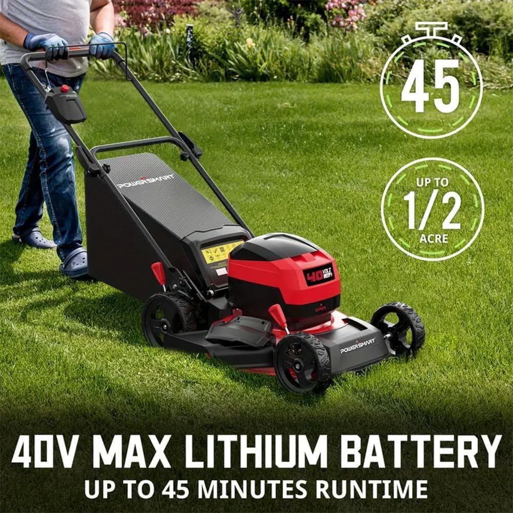 Electric Lawn Mower, 40V Cordless Mower with 4.0Ah Battery & Charge, 17 Inch Lawn Mower,Quiet, Lightweight, Foldable Handles