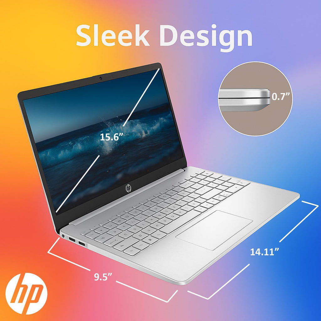 HP 2026 15 inch Laptop, Intel 4-core Processor, 16GB RAM, 256GB SSD, 15.6' Micro Edge LED IPS Display, SD Card Reader, HDMI, Windows 11 Pro, Long Battery Life, WI-Fi-6, WOWPC USB