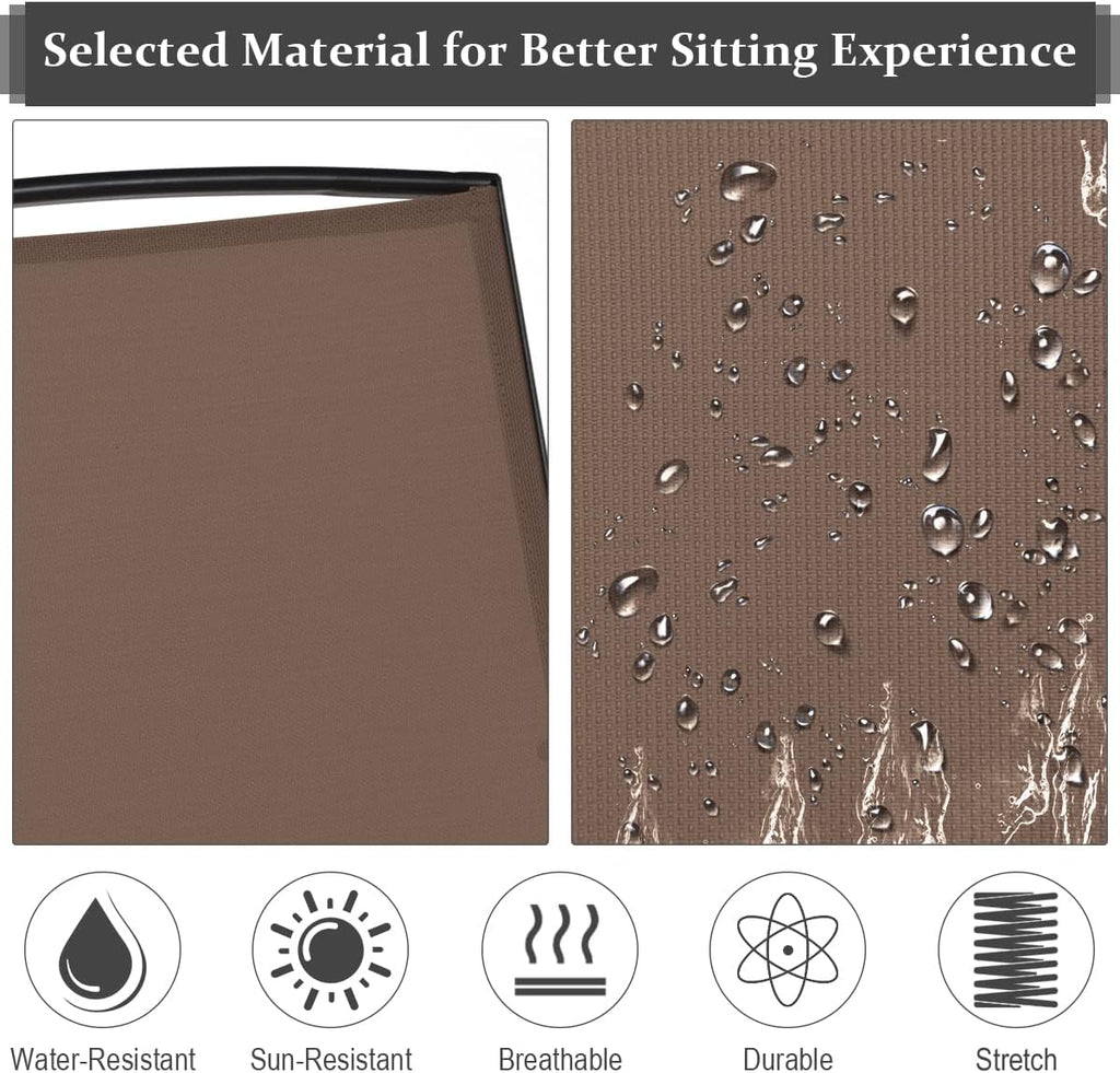 Giantex Patio Bench Glider Chair with Metal Frame, Center Tempered Glass Table, Outside Double Rocking Swing Loveseat for Porch, Garden, Poolside, Balcony, Lawn Rocker Outdoor Glider Bench(Brown)