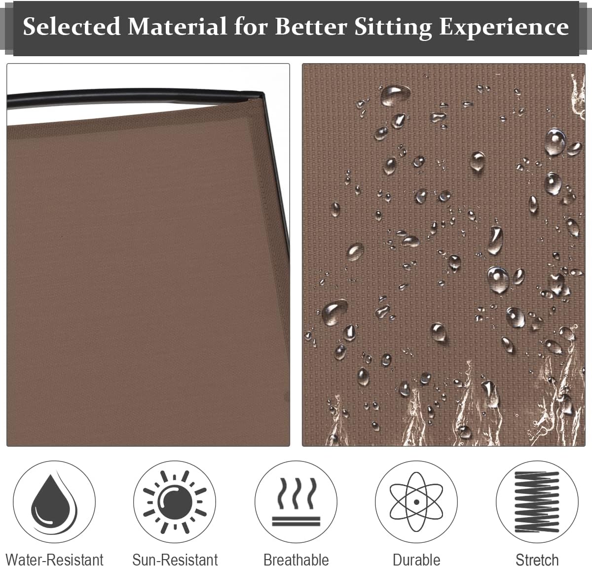 Giantex Patio Bench Glider Chair with Metal Frame, Center Tempered Glass Table, Outside Double Rocking Swing Loveseat for Porch, Garden, Poolside, Balcony, Lawn Rocker Outdoor Glider Bench(Brown)