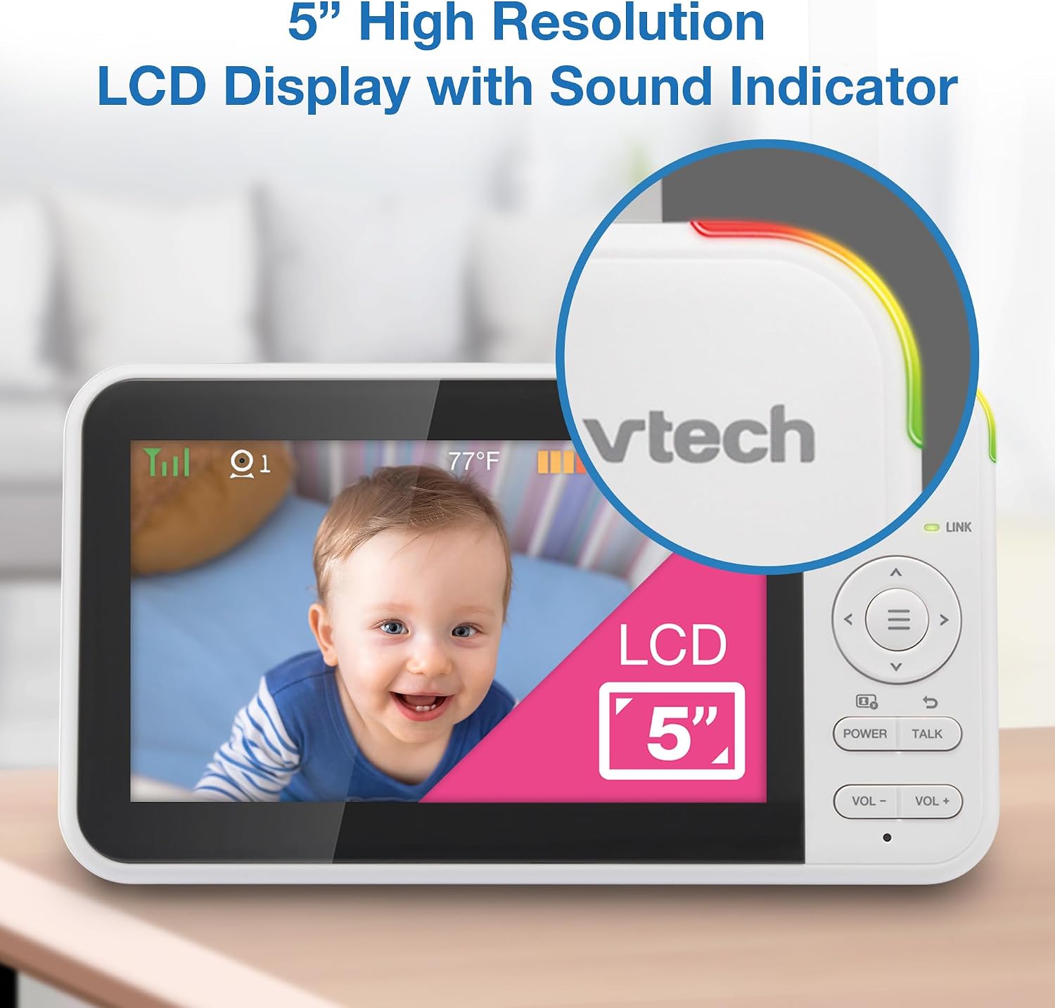 VTech VM924-2 5' Pan Tilt Zoom Video Baby Monitor with 2 Cameras – No WiFi, 17Hr Battery, 1000ft Range, Night Vision, Lullabies & Temperature Sensor – Ideal for New Parents & Twins