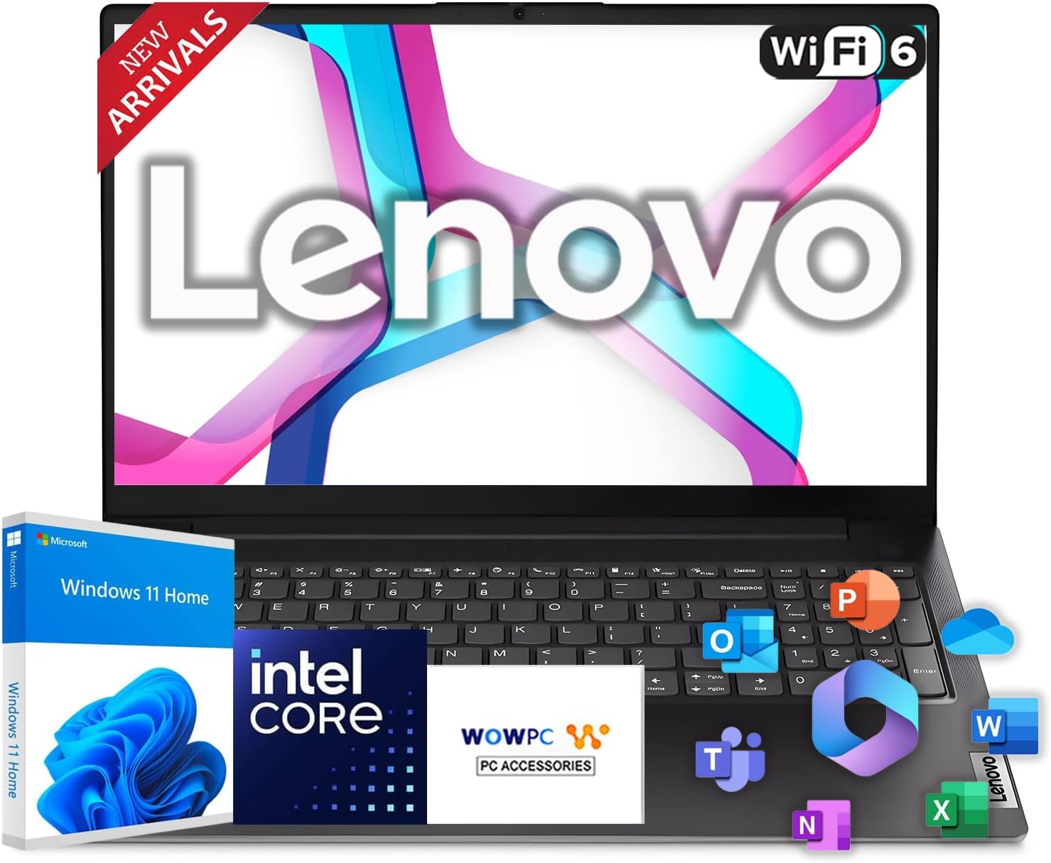 Lenovo 2026 Newly Designed Business and Student Laptop, Intel Powerful Processor, 16GB RAM, 512GB SSD, 15.6' FHD Display, Ethernet RJ-45, Ultra Quiet Design, Long Battery Life, Wi-Fi 6, Windows 11