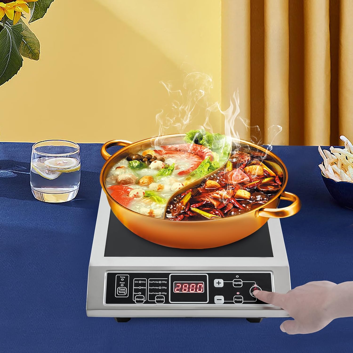 3500W Portable Induction Cooktop, Countertop Burner Induction Hot Plate With 8-Level Temperature And Power Adjustment Function