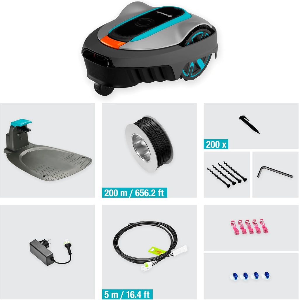 GARDENA 15010-20 SILENO Life - Automatic Robotic Lawn Mower, with Bluetooth app and Boundary Wire, The quietest in its Class, for lawns up to 16,200 Sq Ft, Made in Europe, Grey