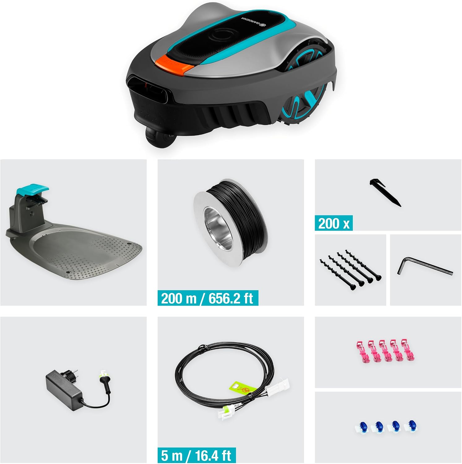 GARDENA 15010-20 SILENO Life - Automatic Robotic Lawn Mower, with Bluetooth app and Boundary Wire, The quietest in its Class, for lawns up to 16,200 Sq Ft, Made in Europe, Grey