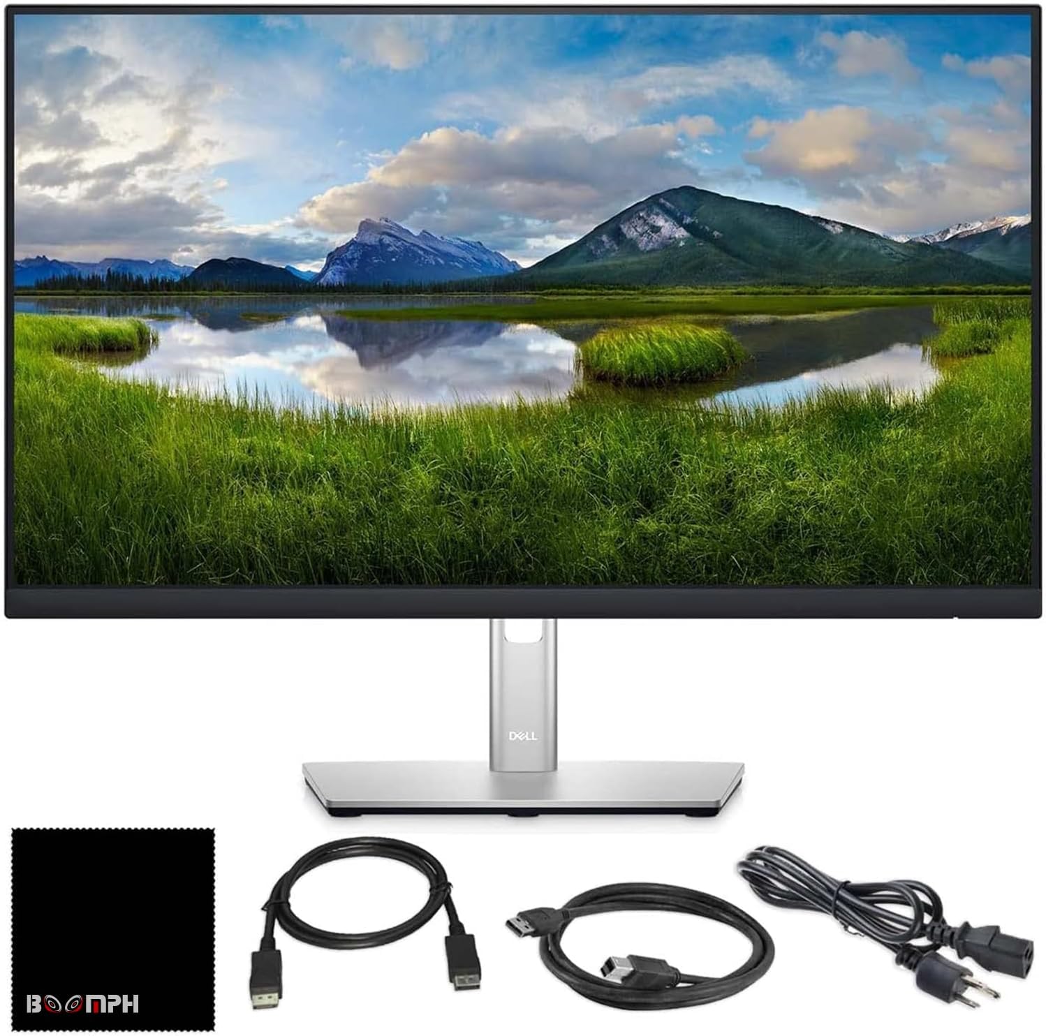 Dell P2425H 24' Full HD IPS Monitor – 1080p, 16:9, DisplayPort & USB 3.0 Cables – Latest Model – Boomph's Comprehensive Ultimate Performance Cloth Solution for Your Workspace