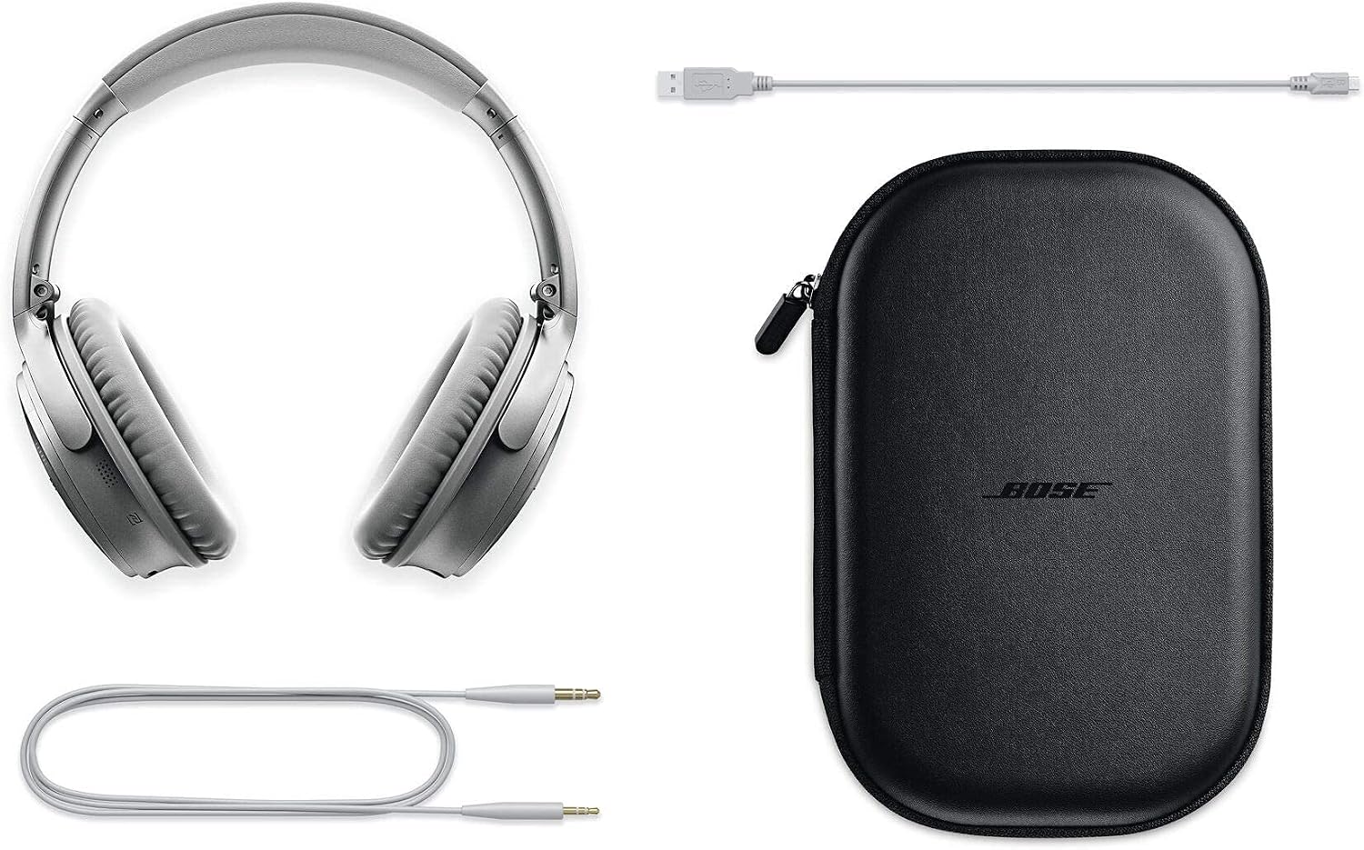 Bose QuietComfort 35 Wireless Headphones II - Stereo - Silver - Wired/Wireless - Bluetooth - 29.5 ft - Over-The-Head - Binaural - Circumaural - 3.93 ft Cable - Noise (Renewed)