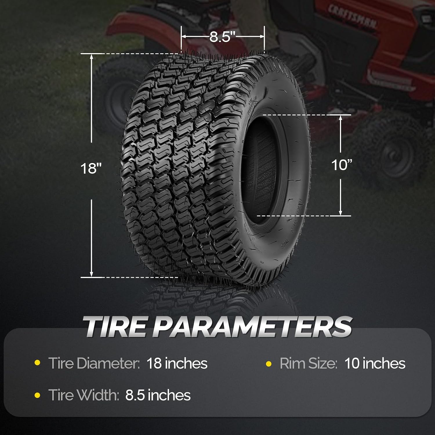 TUFFIOM 20x10.00-10 Lawn Mower Tires Set of 2, 4PR Turf Tire Lawn & Garden Tires, Compatible With Most Lawn & Garden Utility Vehicles, Tubeless