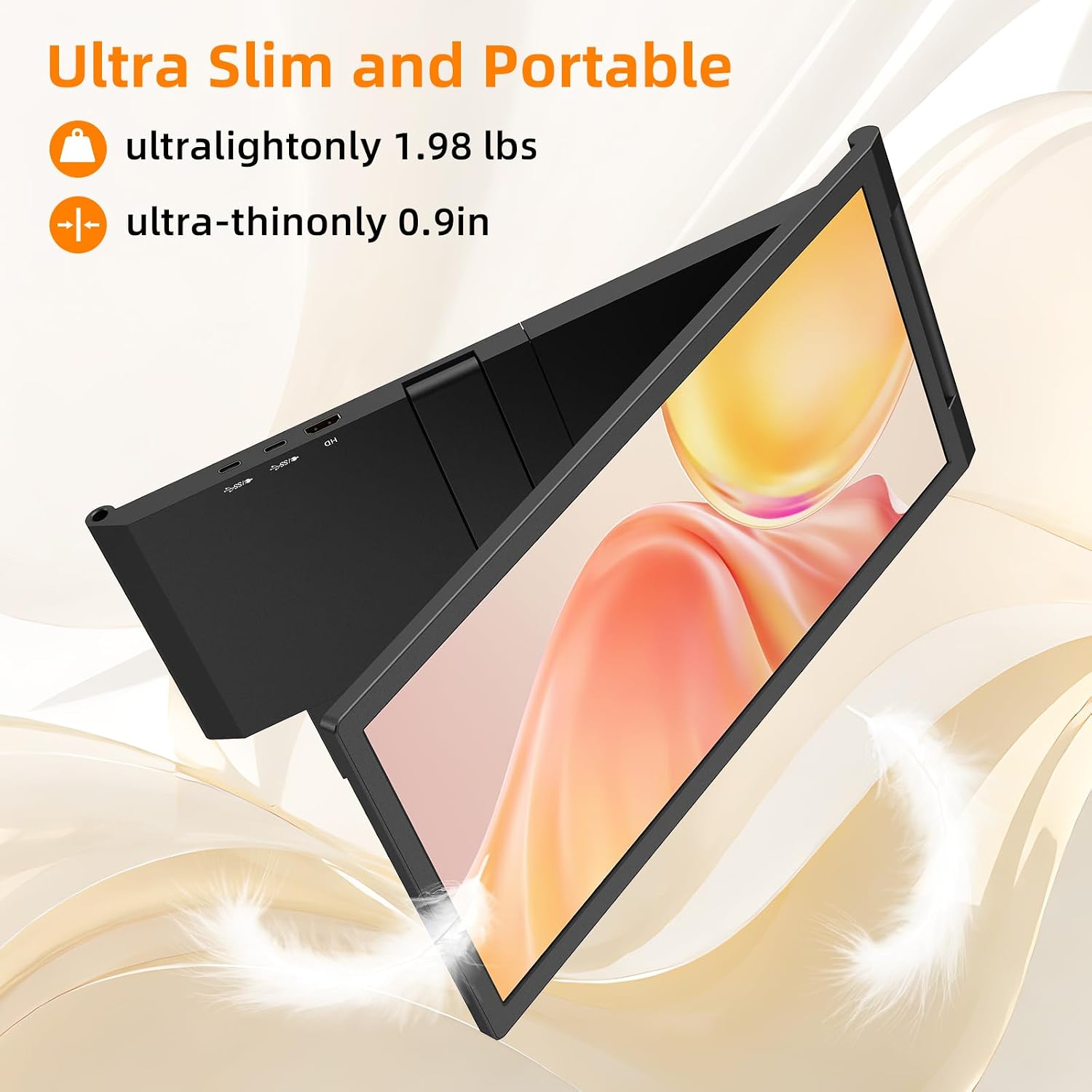 Laptop Screen Extender, 14' FHD IPS 1080P Portable Monitor for Laptop Mini HDMI/Type-C PC Display Extender Fits 14'-16.5' Laptops,Plug & Play for Windows/Mac/Android/Switch/PS5