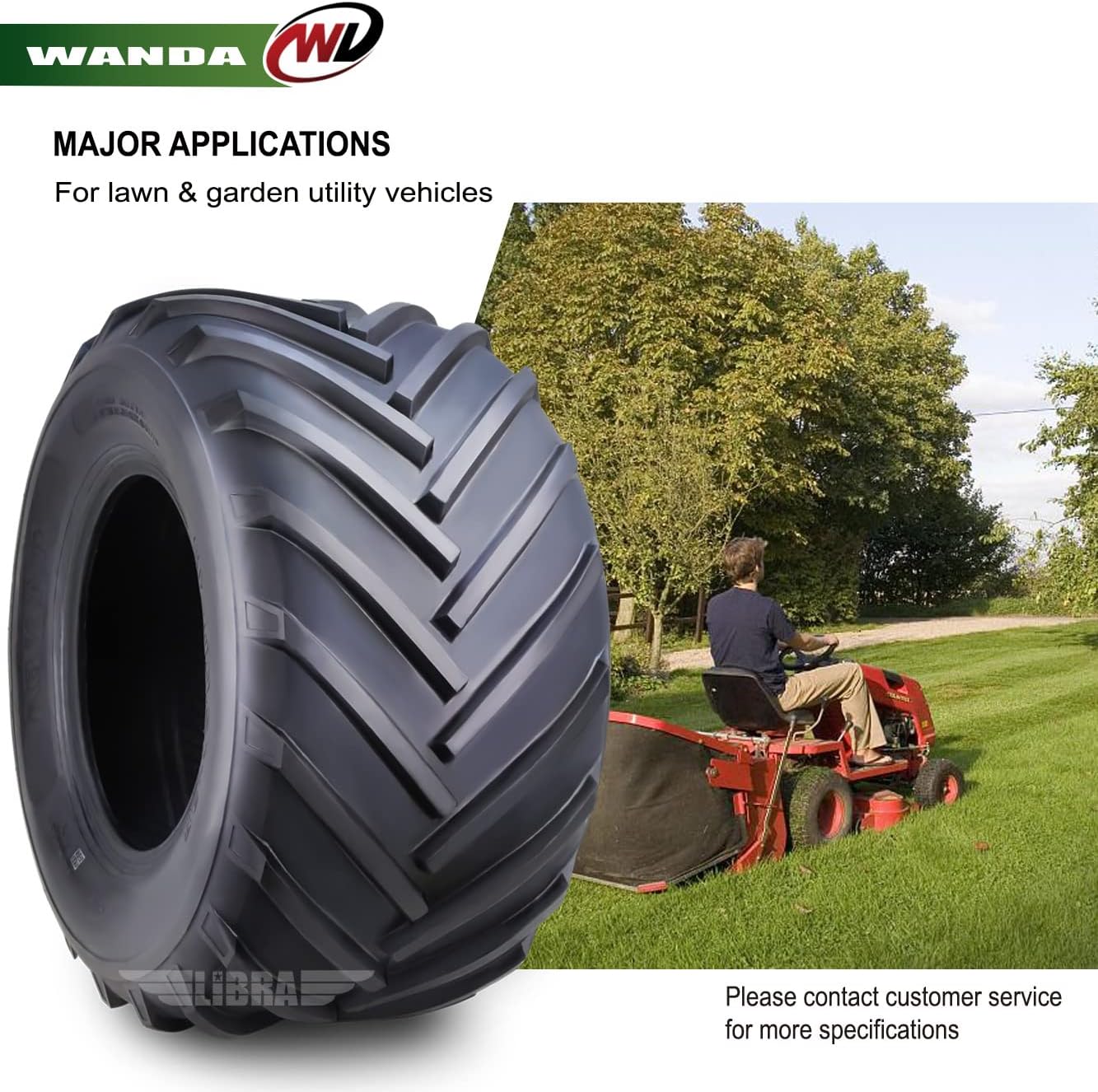 WANDA Set 4 18X8.5-8 & 26X12-12 Lawn Mower Agriculture Farm Tractor Tires Super Lug 4 Ply-13079/13215