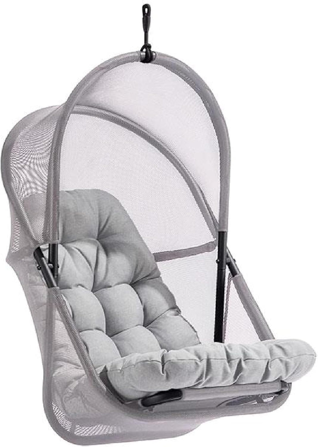 Bery Patio Hanging Swing Chair-Cushioned Light Gray Mesh
