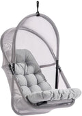 Bery Patio Hanging Swing Chair-Cushioned Light Gray Mesh