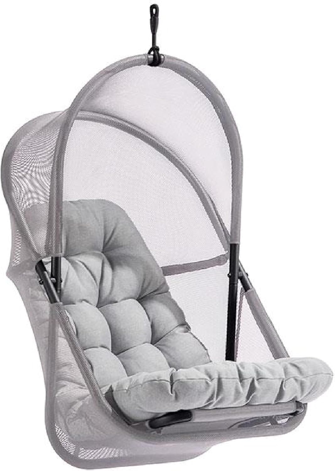 Bery Patio Hanging Swing Chair-Cushioned Light Gray Mesh