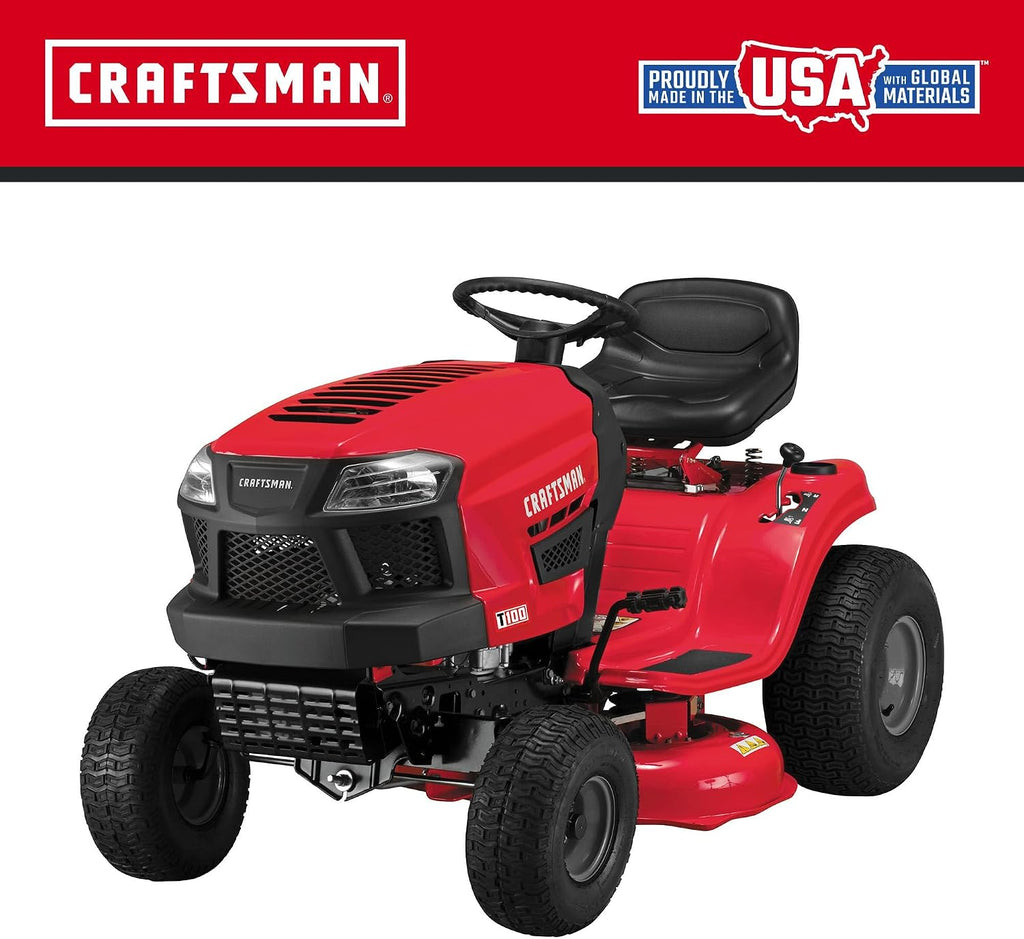 CRAFTSMAN 36' Gas Riding Lawn Mower with 11.5 HP* Briggs and Stratton Single-Cylinder Engine, Gas Lawn Tractor with 7-Speed Transmission, Red/Black (13AC77XYA93)