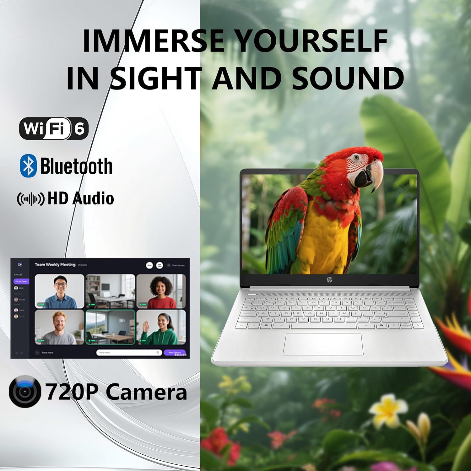 HP 14 Elite Laptop, 16GB RAM, 1.12TB Total Storage (128GB UFS+1TB Cloud), Natural Silver, Office 365, Intel 4-Core, Win11, Copilot AI, 11Hr Battery, Alpacatec Mouse