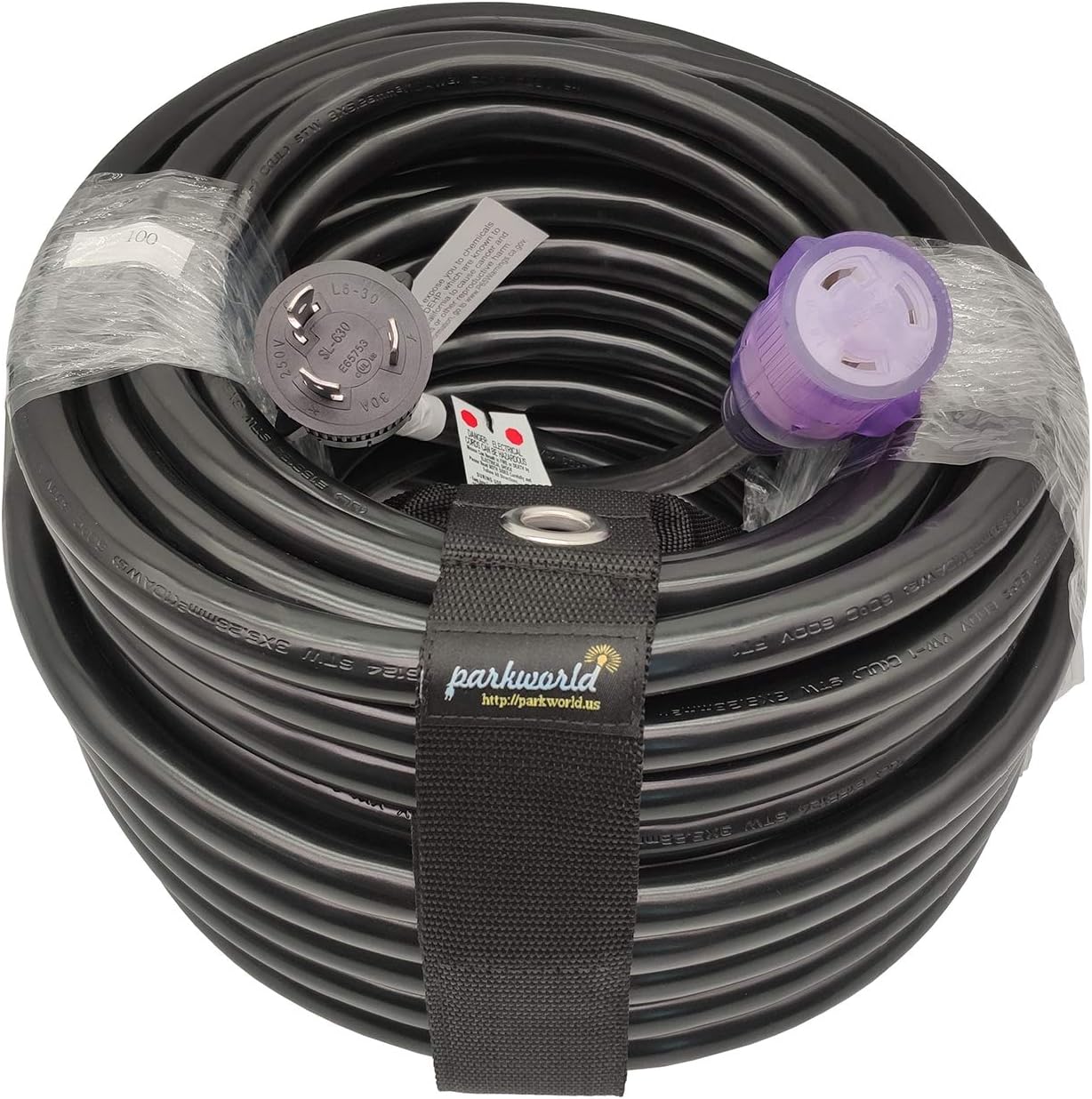Parkworld 62312 NEMA L6-30 Extension Cord, Locking 3-Prong, 30 AMP, 250 Volts, 7500 Watts (100FT)