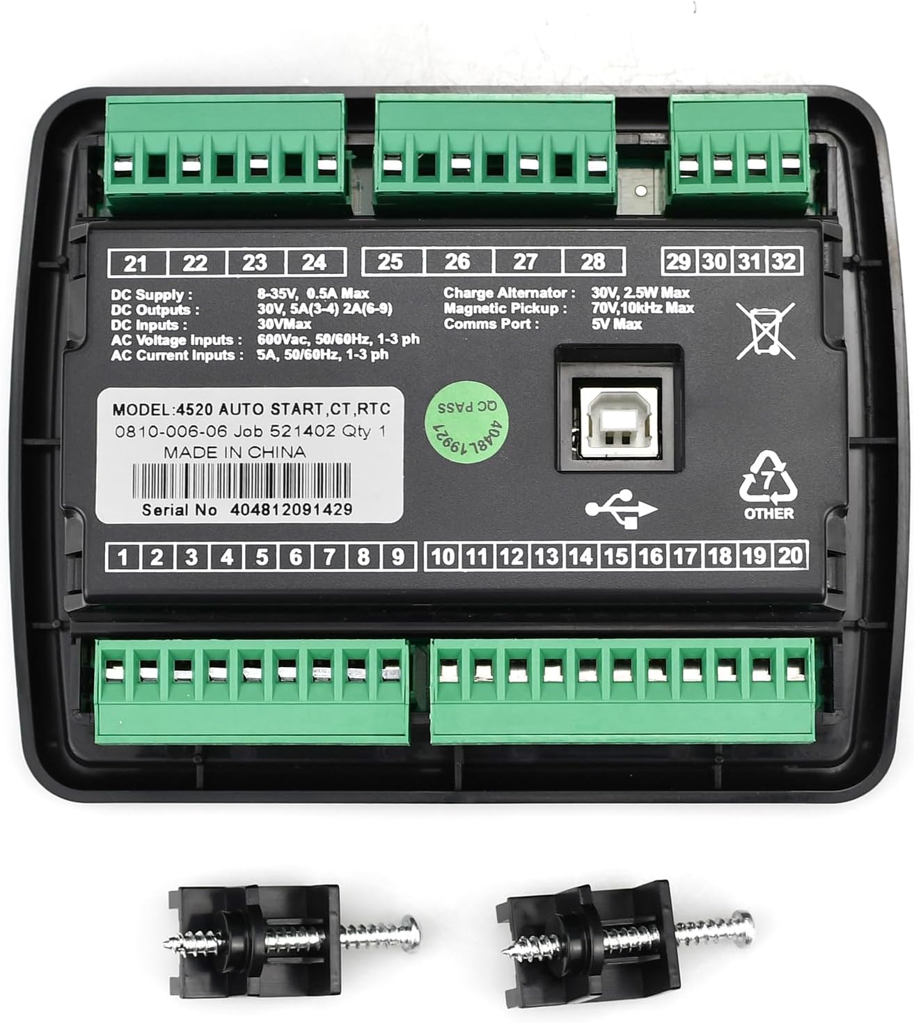 DSE4520 Auto Mains Failure Control Module Self‑Starting LCD Controller,AMF Control Module Automatic Transfer Switch with LCD Display for Electronic Engine Generator Set Applications