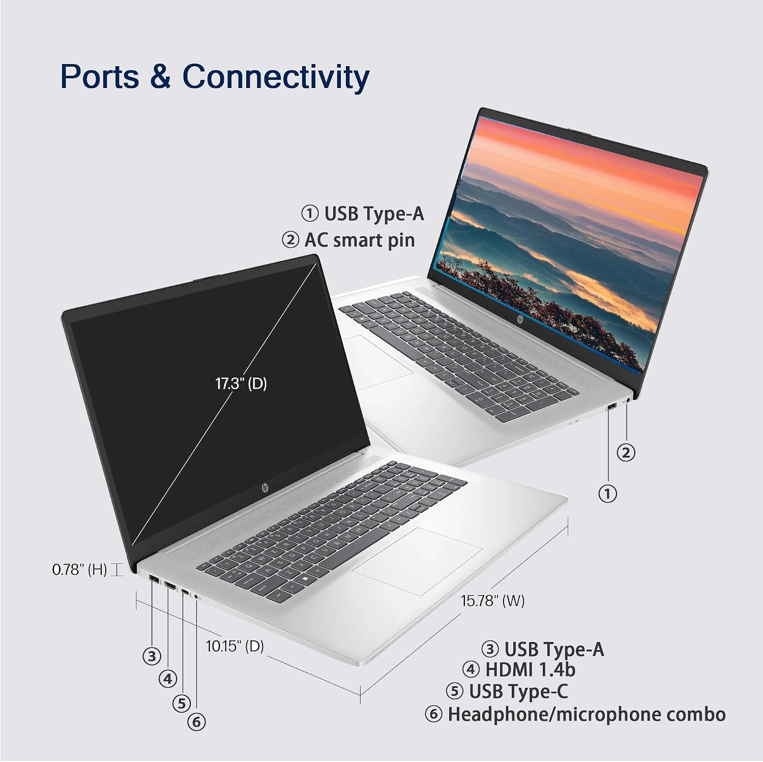 HP 17 Laptop, 17.3' FHD Display, 16GB RAM, 1TB SSD, AMD Ryzen 5 Processor(Beats i7-1165G7, Up to 4.3GHz), Webcam, Numeric Keypad, Long Battery Life, Windows 11 Home, Alpacatec Accessories, Silver