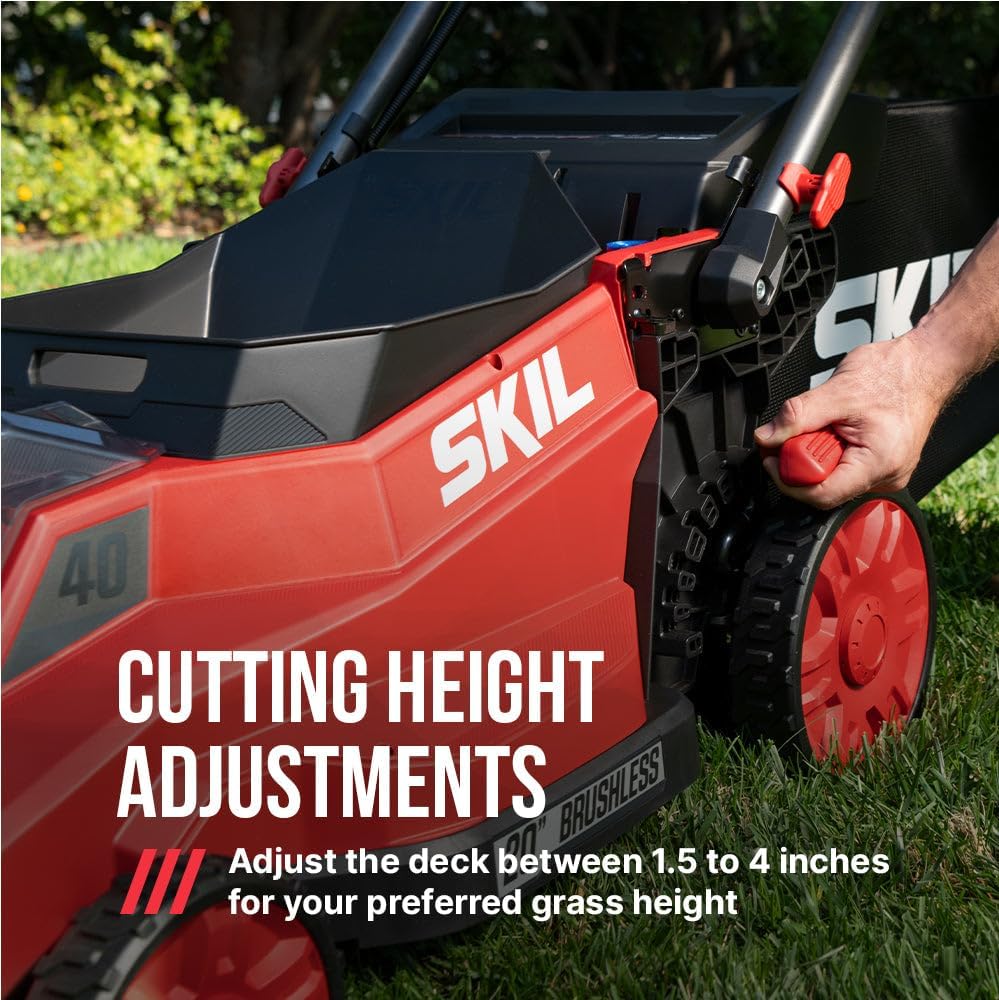 SKIL PWR CORE 40 Brushless 40V 20-Inch Push Mower Kit with Smart Caddy, Includes 6.0Ah & 4.0Ah Batteries and 150W Charger - PM2010C-24