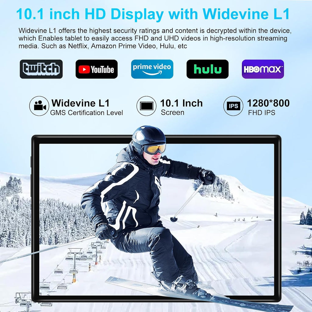 2026 Tablet, 10 Inch Android 15 Tablets 22GB+128GB+1TB Expand, 2-in-1 Octa-Core Electronic Tablet with Keyboard Mouse Case, 8000mAh Battery, 1280x800 HD IPS Display, GPS,Widevine L1, Metal Body -Black
