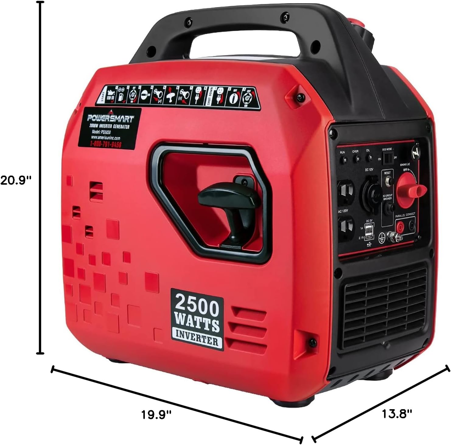PowerSmart 2500-Watt Portable Inverter Generator with Quiet, Camping, EPA & CARB Compliant,PS5020W